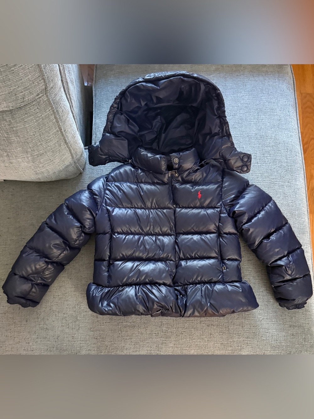 Polo Ralph Lauren Girls Navy Down Puffer Hooded Jacket Size 6